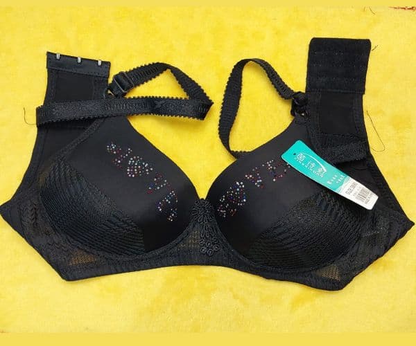 I Love u Bra Full Cup And Full Coverage Padded Bra for Women, Black, thumbnail 2 of 8