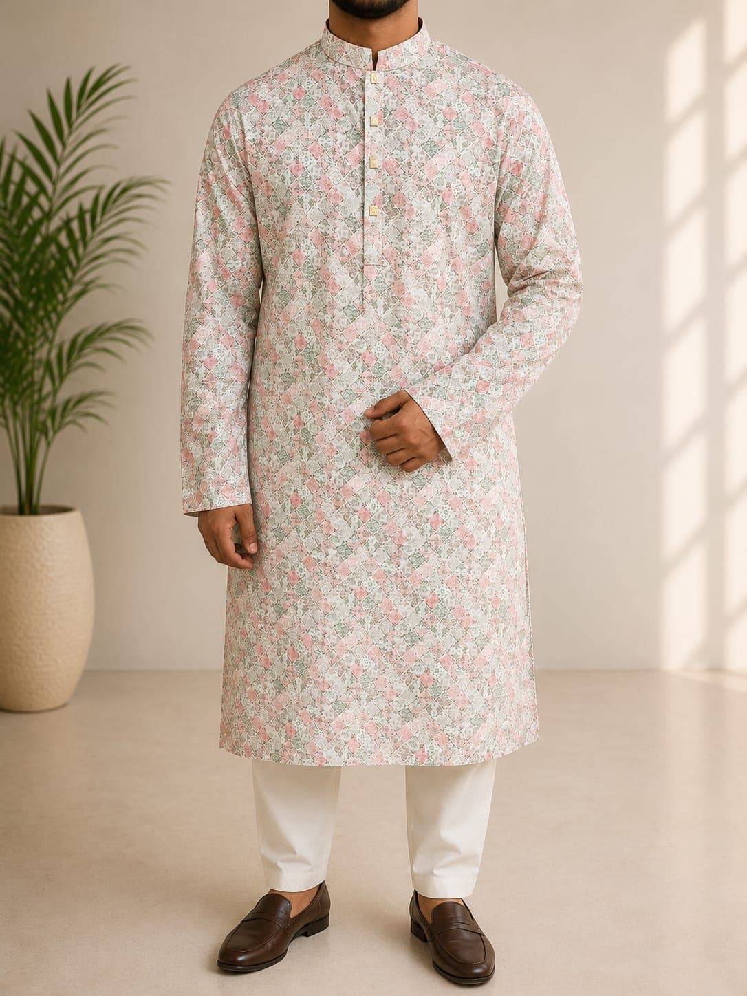 Premium Cotton Print Panjabi, thumbnail 4 of 5