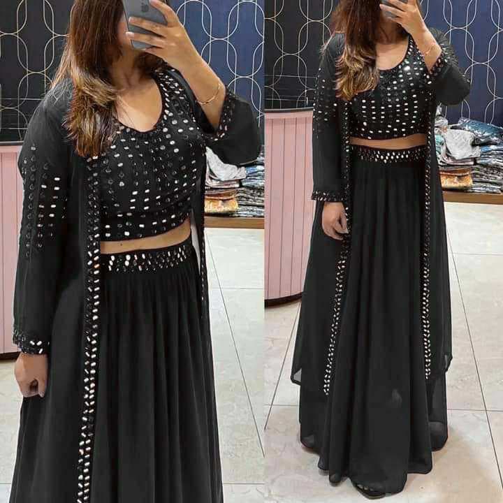 Exclusive Indian Georgette Skirt Lehenga with Koti