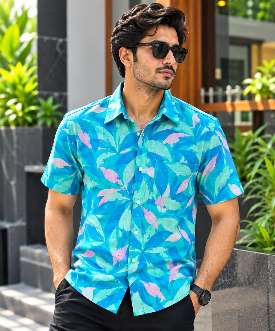 Print Shirt Cotton Half Sleeve For Men's, thumbnail 2 of 3